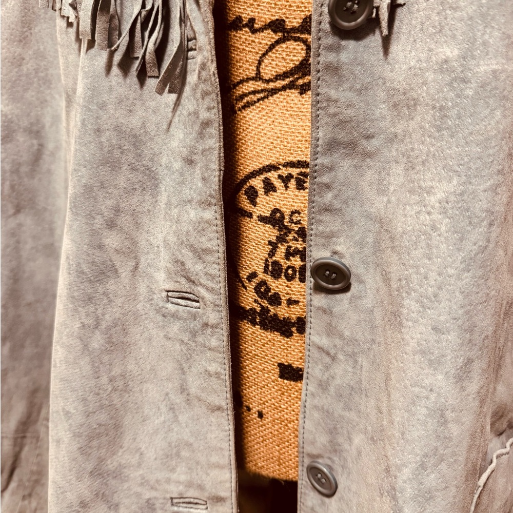 Denim & Co 100% Leather Western Fringe Suede Jacket - Picture 3 of 12